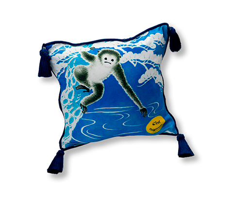 クッションカバー猿猴補月図